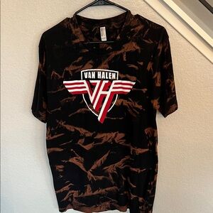 American Apparel Black and Brown Tie-Dye T-Shirt VAN HALEN